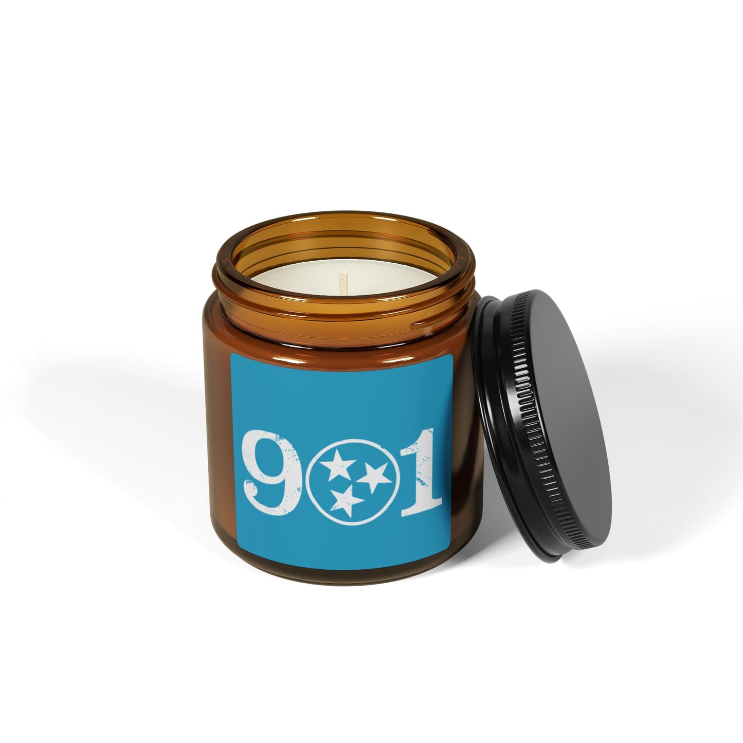 901 Scented Soy Candle | Cozy Home Decor, Gift for Friends, Relaxation, Ambient Lighting, Blue Amber Jar