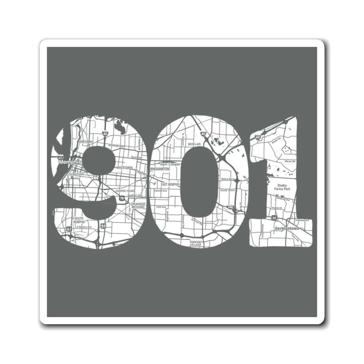 901 Memphis Map Magnet