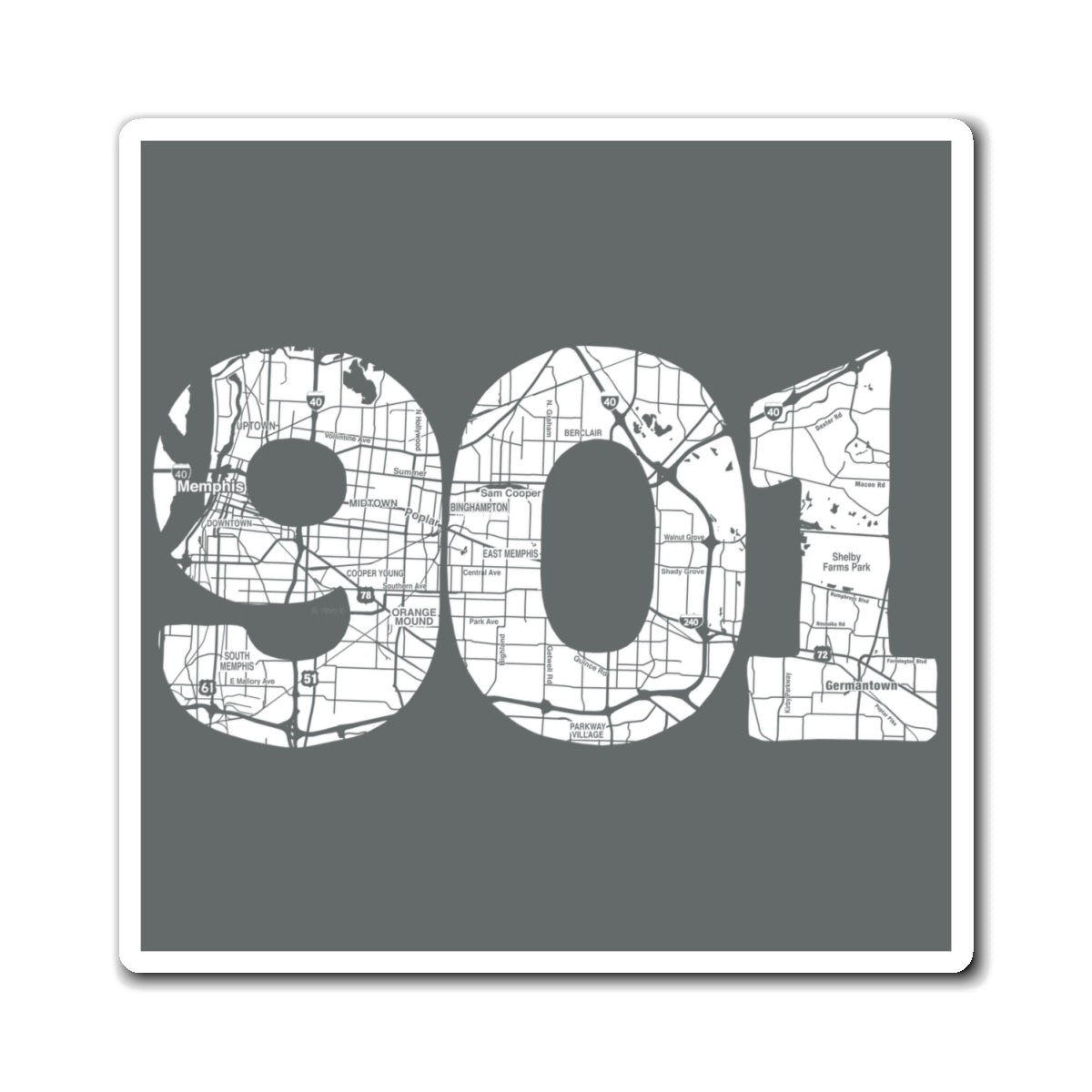 901 Memphis Map Magnet