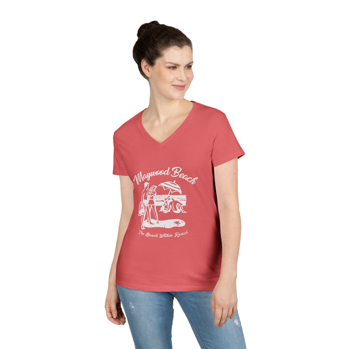 Ladies' V-Neck T-Shirt, Casual Tee, Comfortable Top, Everyday Wear, Gift for Her, Summer Fashion