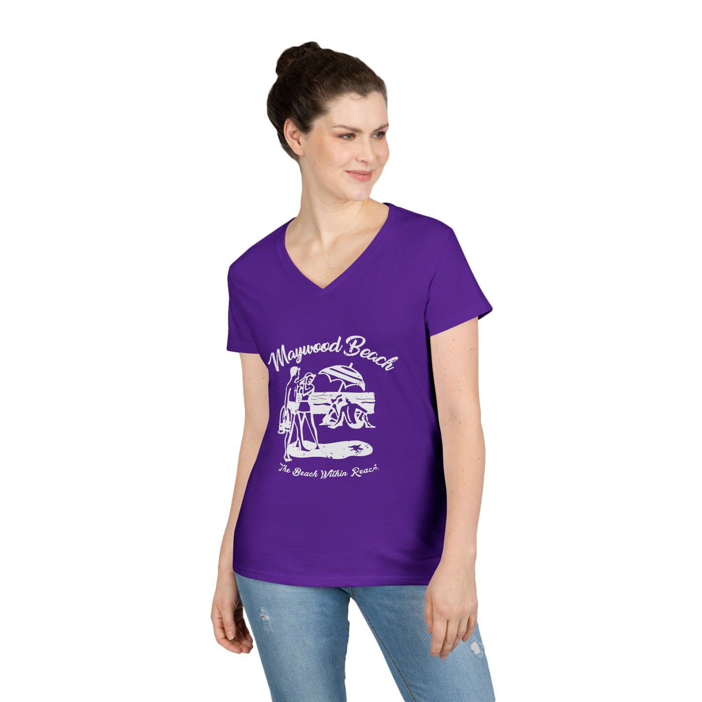 Ladies' V-Neck T-Shirt, Casual Tee, Comfortable Top, Everyday Wear, Gift for Her, Summer Fashion