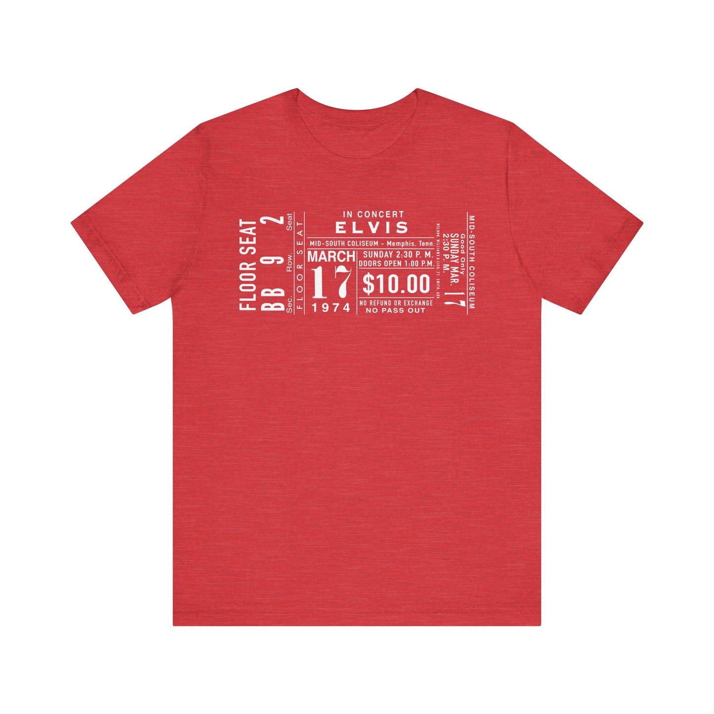 Vintage Elvis Concert Ticket Tee - Unisex Jersey Short Sleeve Tee