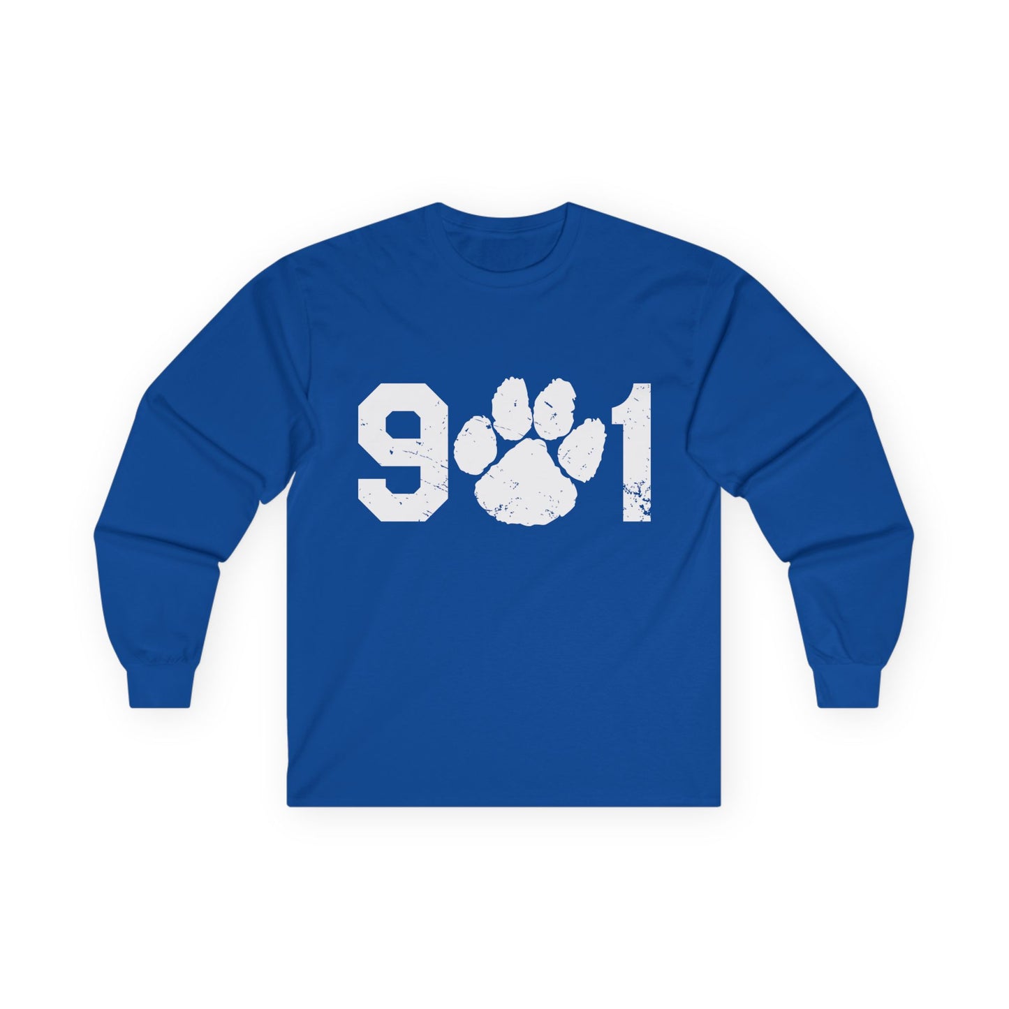 Blue Paw Print Long Sleeve Tee | Perfect for Pet Lovers | Casual Style | Gift for Dog Owners | Birthday, Celebration, Everyday Wear