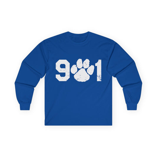 Blue Paw Print Long Sleeve Tee | Perfect for Pet Lovers | Casual Style | Gift for Dog Owners | Birthday, Celebration, Everyday Wear