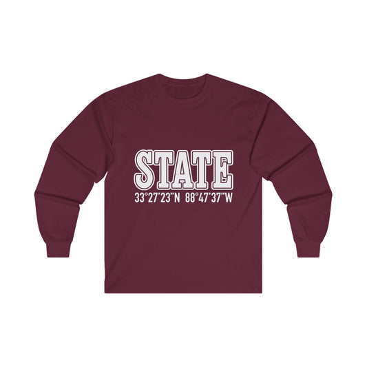 Mississippi State Coordinates Unisex Ultra Cotton Long Sleeve Tee