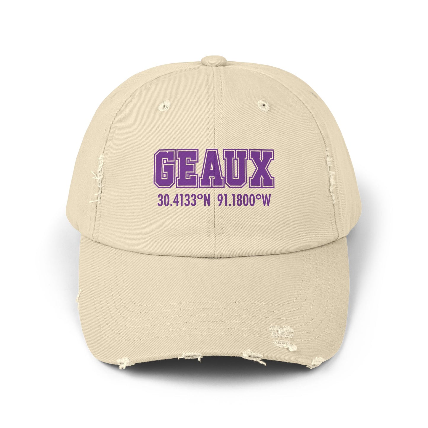 LSU GEAUX Coordinates Unisex Distressed Cap - Geaux Louisiana Coordinates Hat