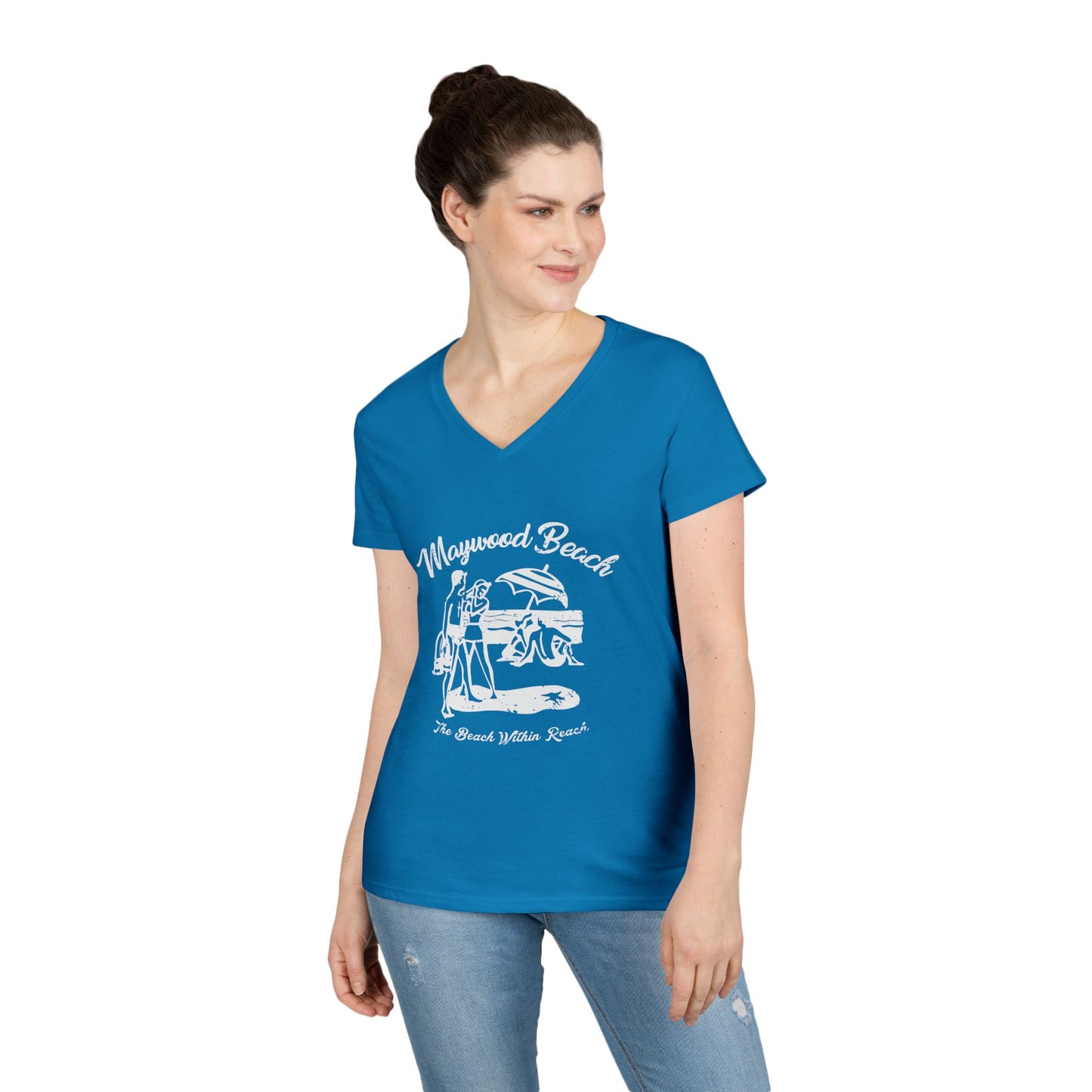 Ladies' V-Neck T-Shirt, Casual Tee, Comfortable Top, Everyday Wear, Gift for Her, Summer Fashion