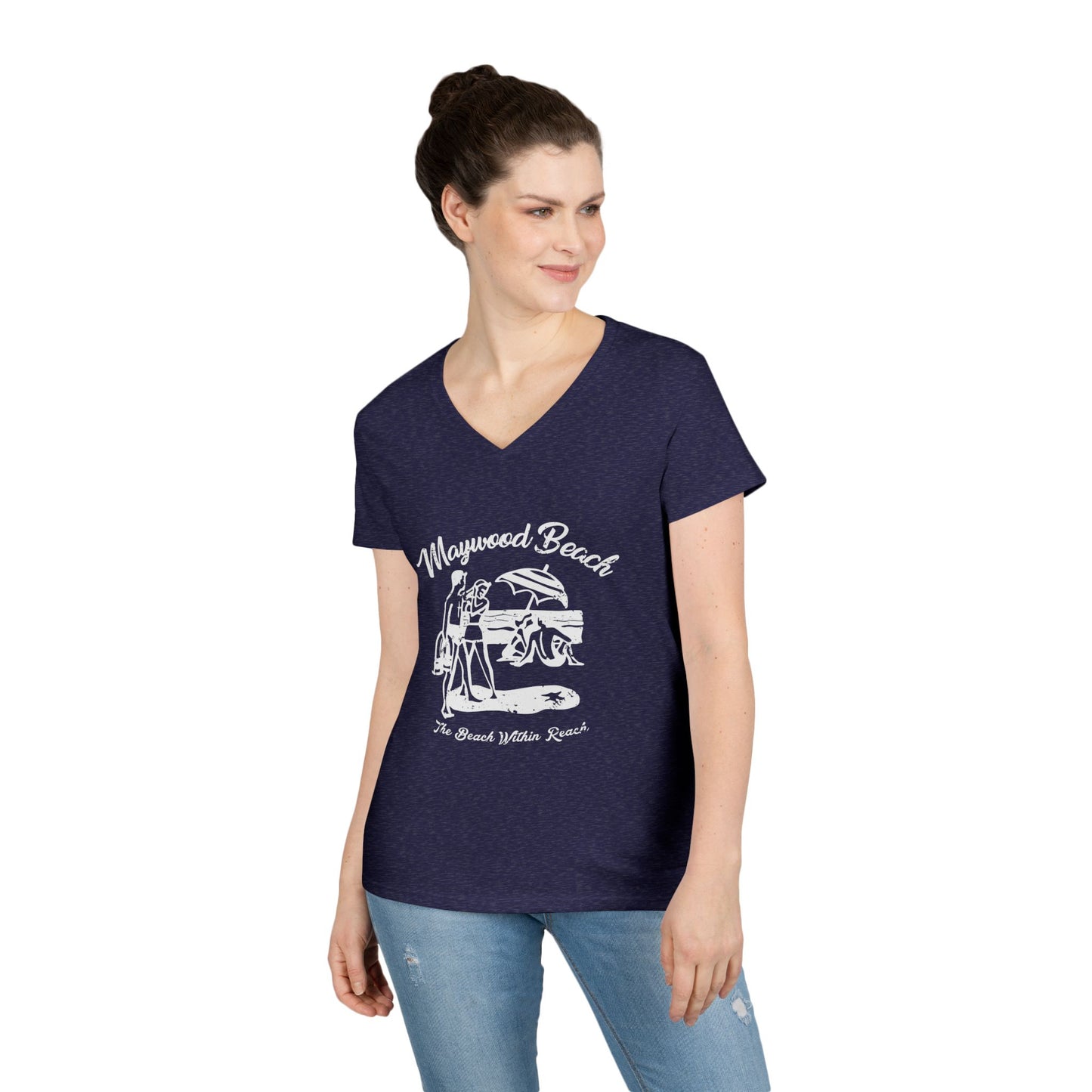 Ladies' V-Neck T-Shirt, Casual Tee, Comfortable Top, Everyday Wear, Gift for Her, Summer Fashion