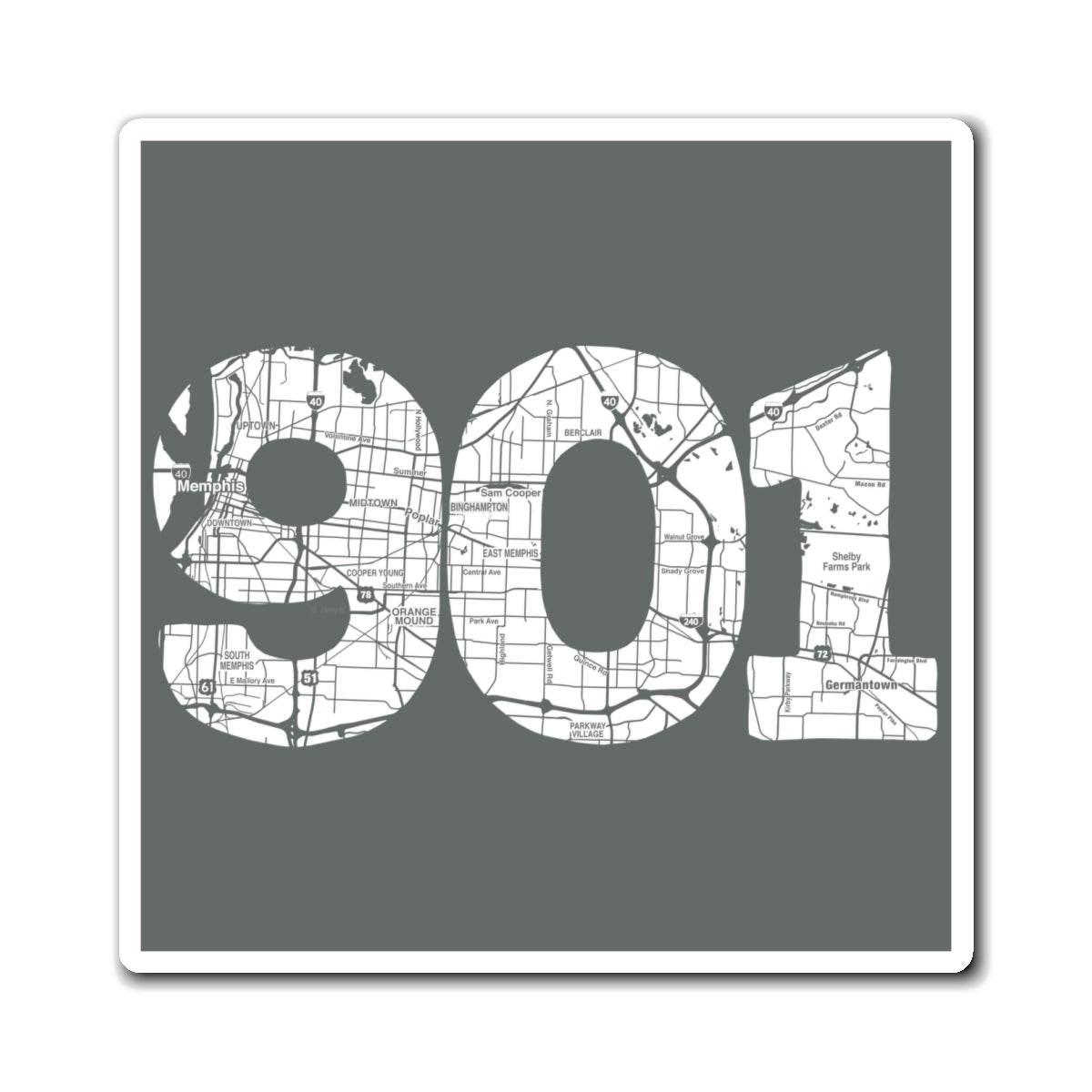 901 Memphis Map Magnet