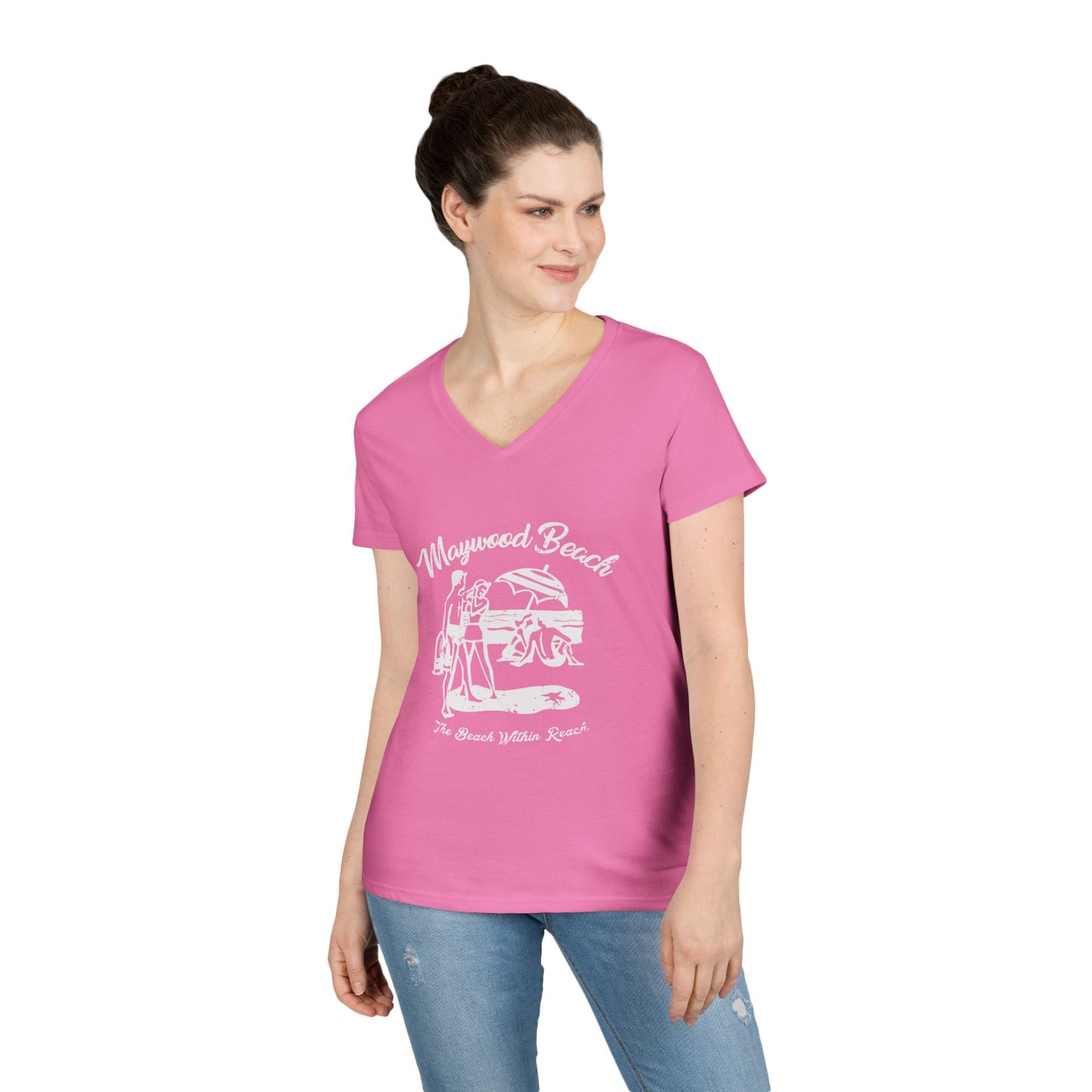 Ladies' V-Neck T-Shirt, Casual Tee, Comfortable Top, Everyday Wear, Gift for Her, Summer Fashion