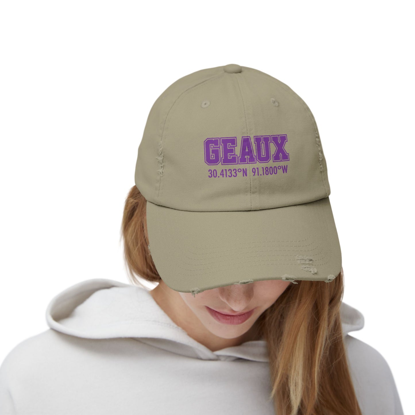 LSU GEAUX Coordinates Unisex Distressed Cap - Geaux Louisiana Coordinates Hat