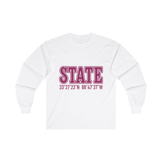 Mississippi State Coordinates Unisex Ultra Cotton Long Sleeve Tee